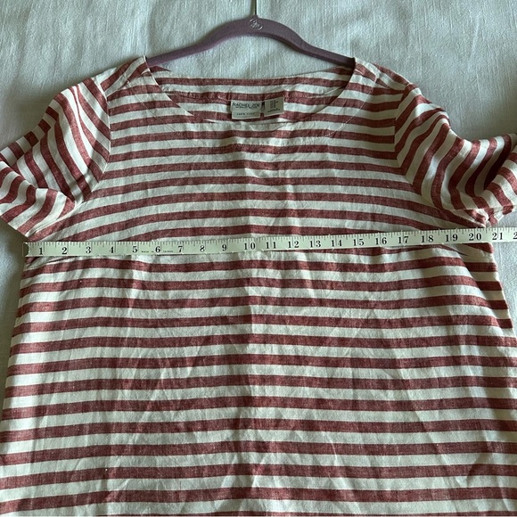 Rachel Zoe Striped 100% Linen Top Womens M Lagenlook Preppy Nautical Fisherman - Picture 4 of 7
